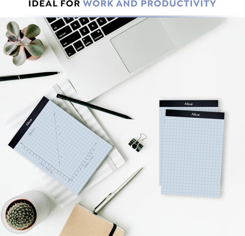 Alitte Graph Paper Pad, Pack of 3, White Letter Size - 2x2 Quad Grid Paper, Easy-Tear Perforations, 8.5 x 11 Cardboard Backing - Graph Notepads for School, Office -50 Sheets per Pad - Image 4